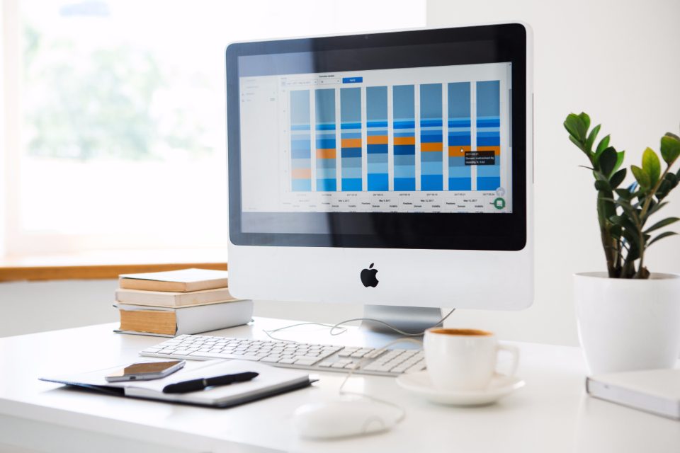 Online marketing trends, analytics dashboard on a screen